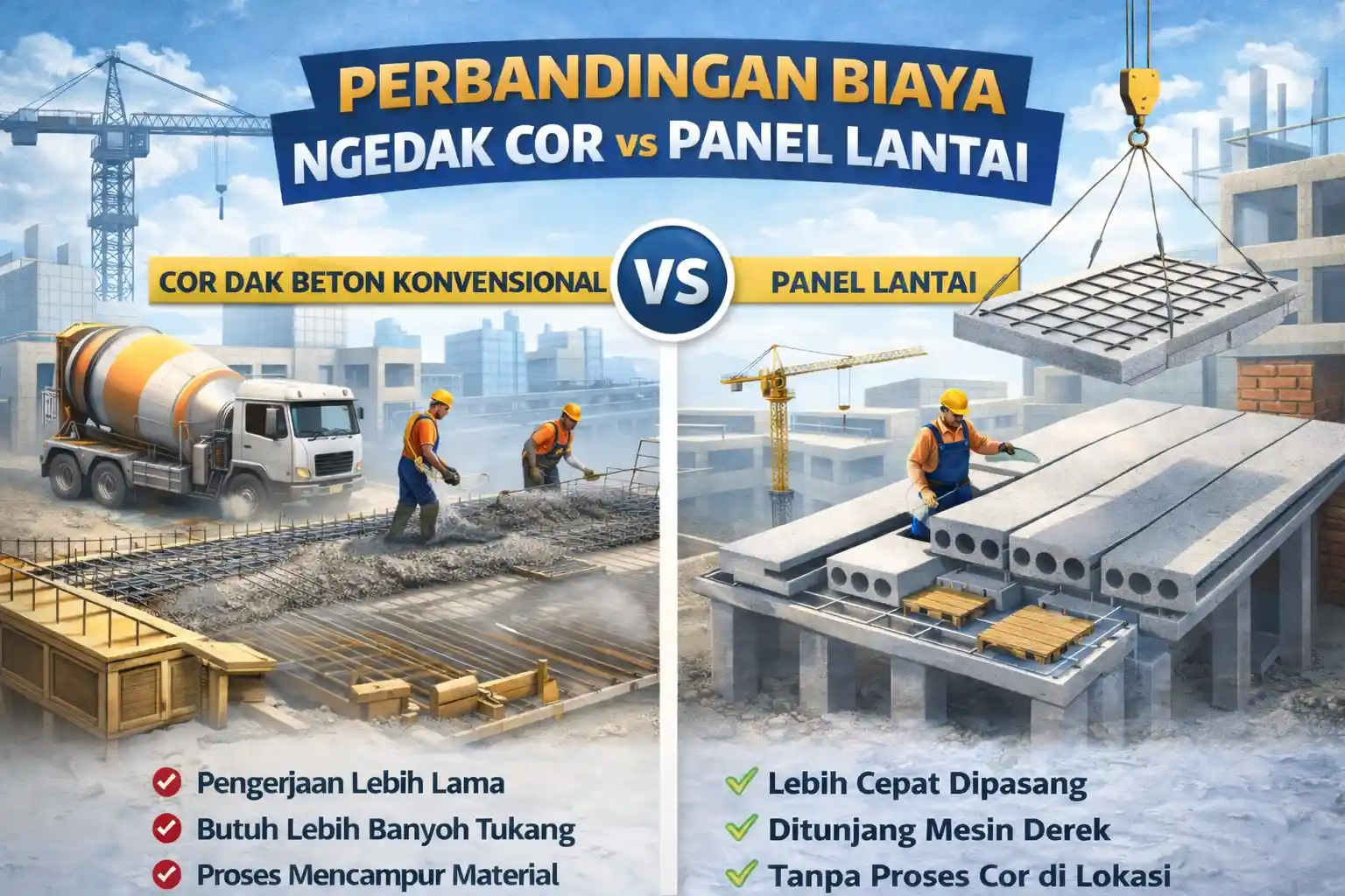 Perbandingan Biaya Ngedak Cor vs Panel Lantai